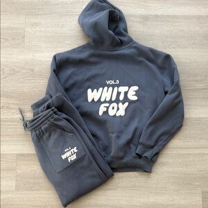 White Fox Gray Hoodie and Joggers Set